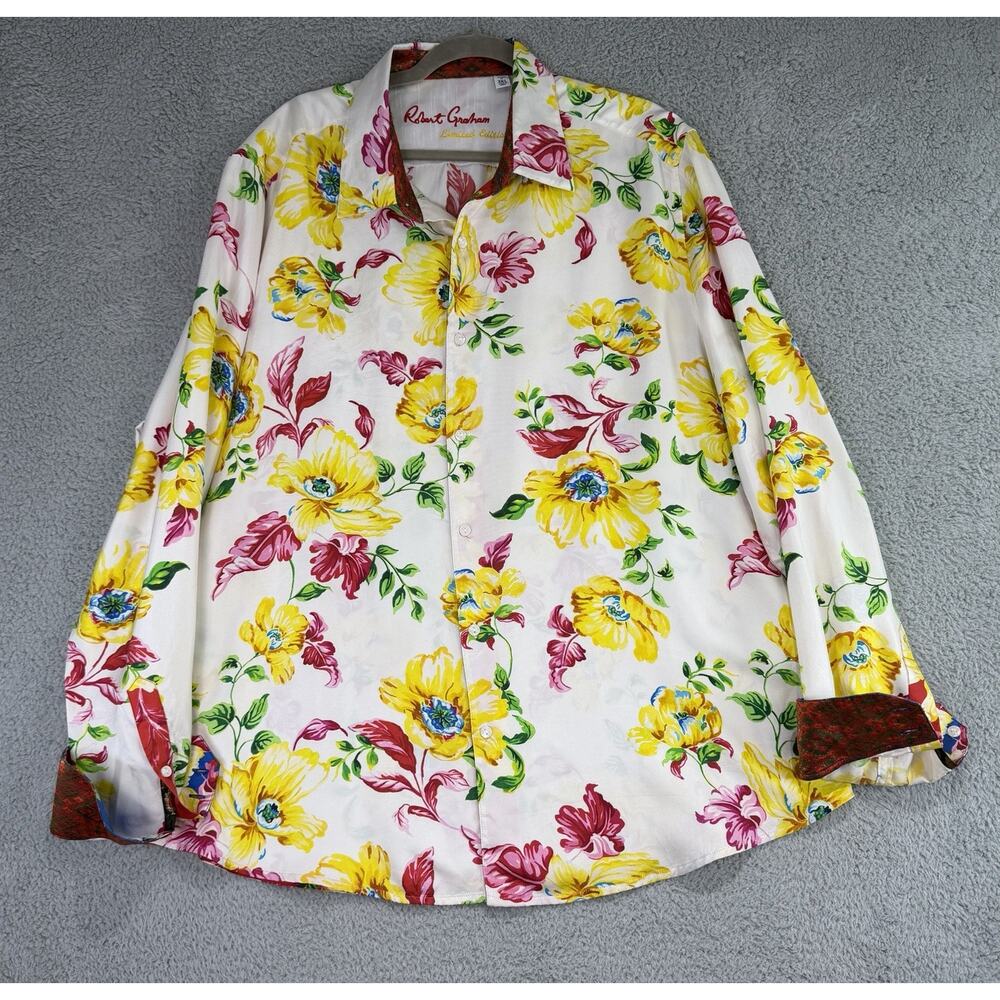 Robert Graham Limited Edition Silk Carlbad Flower Classic Fit Sport Shirt Sz 3XL